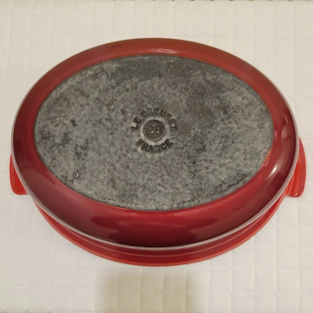 VTG Le Creuset Red Enameled Cast Iron Oval Baker Dutch Oven Casserole 7.25 QT